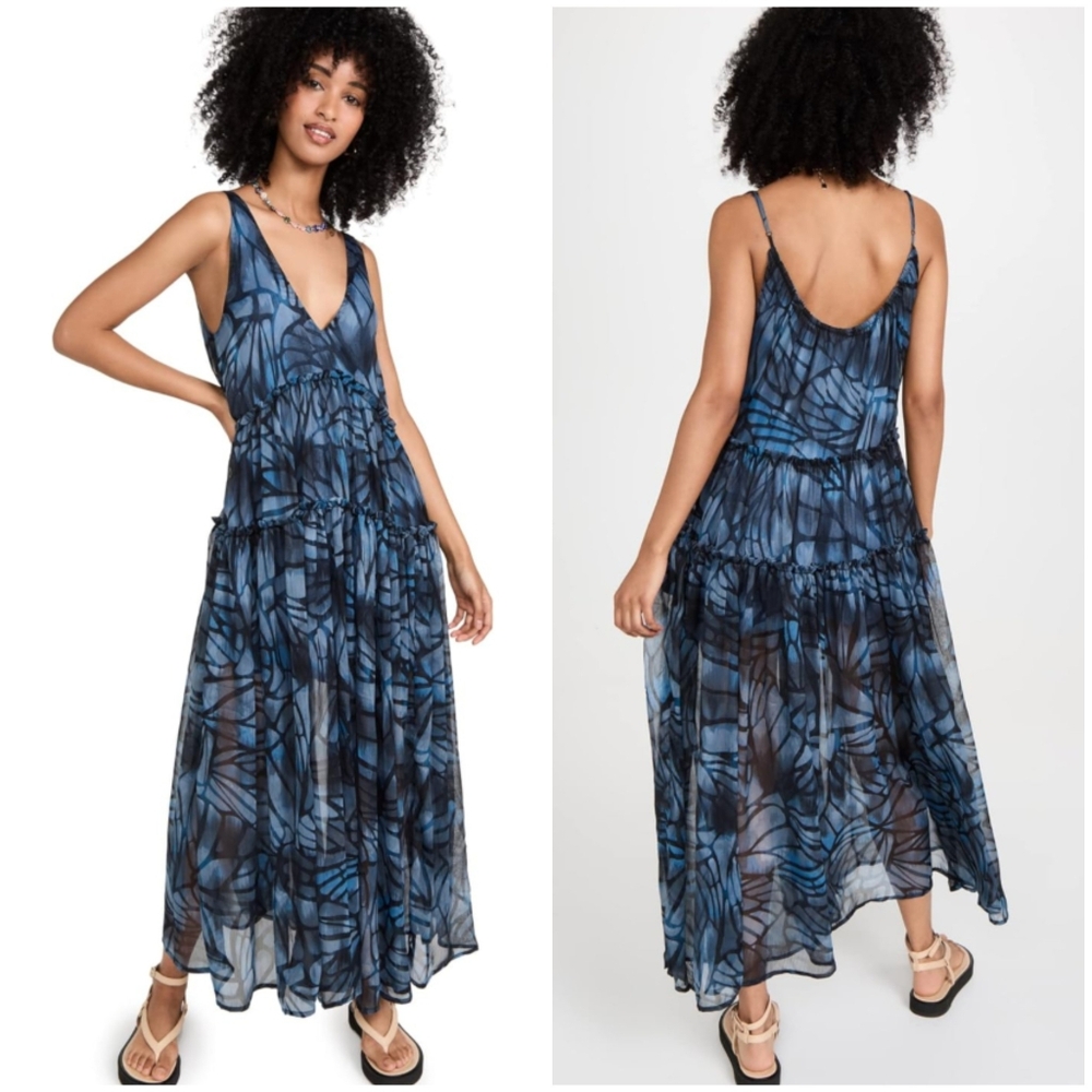 FREE PEOPLE JULIANNA MAXI DRESS FEMININE ADJUSTABLE STRAPS SIZE LARGE